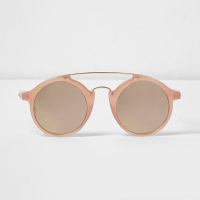 Rose gold tone circle lens sunglasses